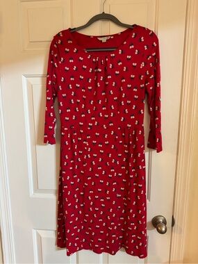 Boden Red Long-Sleeve Floral-Print Midi Dress Size US 12 R